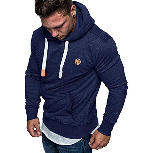 VPASS Sudaderas con Capucha, Sudadera para Hombre de Manga Larga otoño Invierno Casual Abrigo Camisas Blusa Top chándales Color sólido Hombres Manga Larga Chaqueta Abrigo