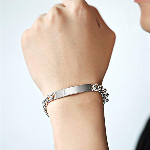 VQYSKO Brazalete Pulsera Pareja Novios DIY Personalizado Acero Inoxidable Pulsera de Amor Regalo de San Valentin Sorpresa para Novio/a (2 Piezas)
