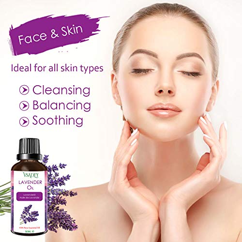 VSADEY Aceite Esencial de Lavanda 50ml, Aceite de Lavanda 100% Puro y Natural Aromaterapia Orgánica de Lavanda para Difusores, Aceites de Lavanda como Regalo Ideal para Masaje SPA Baño Perfume Sueño