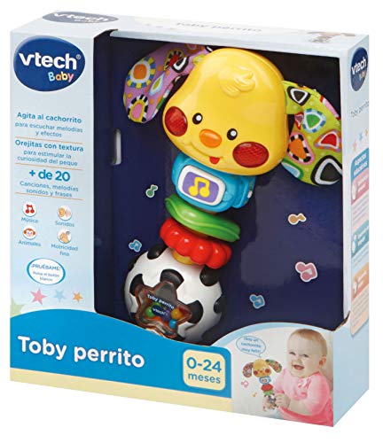 VTech- Toby Perrito Sonajero Electrónico con Luz Y Voz, Multicolor, Talla Única (3480-184722)