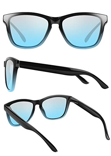 VVA Gafas de sol polarizadas para hombres Gafas de sol retro clásicas para hombres y mujeres para conducción al aire libre Protección unisex UV400 V105(Azul/Negro)