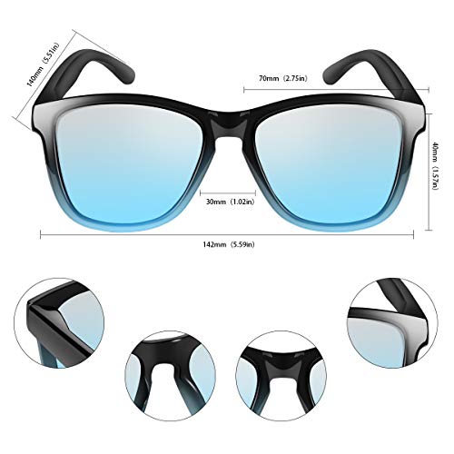 VVA Gafas de sol polarizadas para hombres Gafas de sol retro clásicas para hombres y mujeres para conducción al aire libre Protección unisex UV400 V105(Azul/Negro)