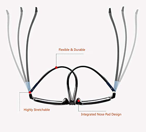 VVDQELLA Gafas Presbicia 2.0 Ligeras y Calidad Contra Luz Azul & UV Montura en TR90 Lentes en Resina Premium Gafas Ordenador Unisex, Protege Tus Ojos, con Funda