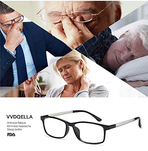 VVDQELLA Gafas Presbicia Hombre/Mujere Montura en TR90 Lentes Premium y Rectangular Anti Luz Azul Contra UV Gafas Lectura 1.25 para PC, Smartphone, TV, Ligeras y Durable