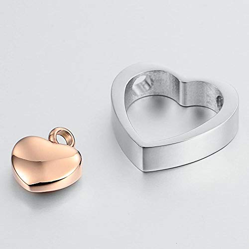 VVHN Urna joyería corazón Colgante con Nombre Collar Mujer Acero Inoxidable Ceniza Memorial Colgante urna Cadena 60 CM Plata