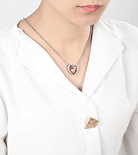 VVHN Urna joyería corazón Colgante con Nombre Collar Mujer Acero Inoxidable Ceniza Memorial Colgante urna Cadena 60 CM Plata
