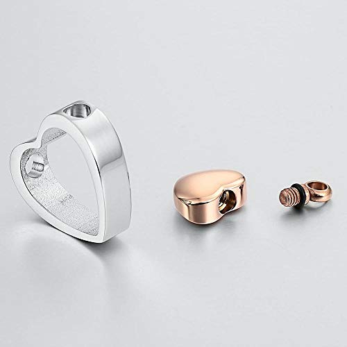 VVHN Urna joyería corazón Colgante con Nombre Collar Mujer Acero Inoxidable Ceniza Memorial Colgante urna Cadena 60 CM Plata