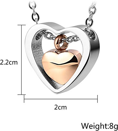 VVHN Urna joyería corazón Colgante con Nombre Collar Mujer Acero Inoxidable Ceniza Memorial Colgante urna Cadena 60 CM Plata