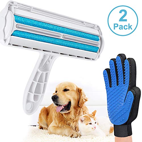 VZATT Quitapelos Y Rodillos para Mascotas, Guante De Mascotas Quita Pelos, Cepillo De Limpieza Removedor para Perro Y Gato, Removedor De Pelaje para Animales, para Muebles Ropa Ropa De Cama Sofá