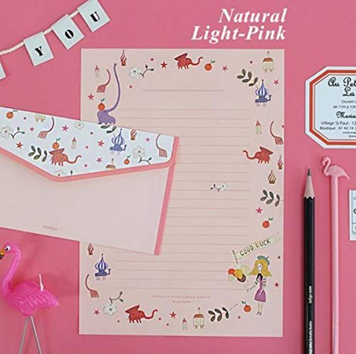 W-BOXINS - 36 hojas de papel de carta rayado de papelería con 18 sobres y adhesivos de cierre, bonito diseño floral, 5 modelos diferentes