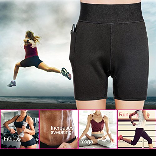 WABISABI DREAMS Pantalon Corto Neopreno Sauna, Leggins Cortos Reductores Adelgazantes Anticeluliticos Cintura Alta, Mallas Fitness Push Up consigue una Sudoración efectiva en Fitness Negro (S)