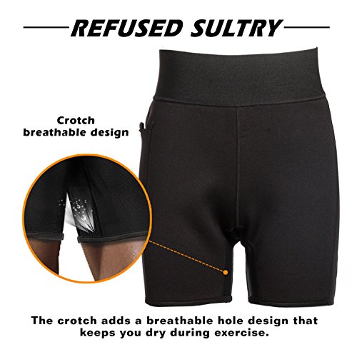 WABISABI DREAMS Pantalon Corto Neopreno Sauna, Leggins Cortos Reductores Adelgazantes Anticeluliticos Cintura Alta, Mallas Fitness Push Up consigue una Sudoración efectiva en Fitness Negro (S)