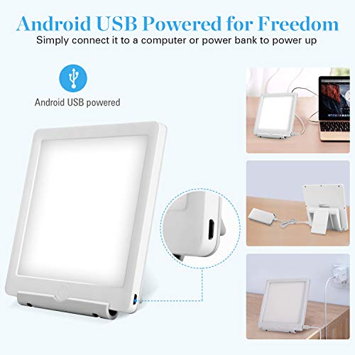 WADEO Lampara Luminoterapia, 10000 lux Lámpara de terapia de luz, lámpara SAD, luz de terapia portátil, LED sin luz UV