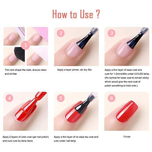 Wakaniya Base y Top coat Semi-permanentes Mate Brillante No Wipe Secado Rápido Esmaltes para Uñas Capa Superior Base UV/LED Gel Polish 8ml x 3