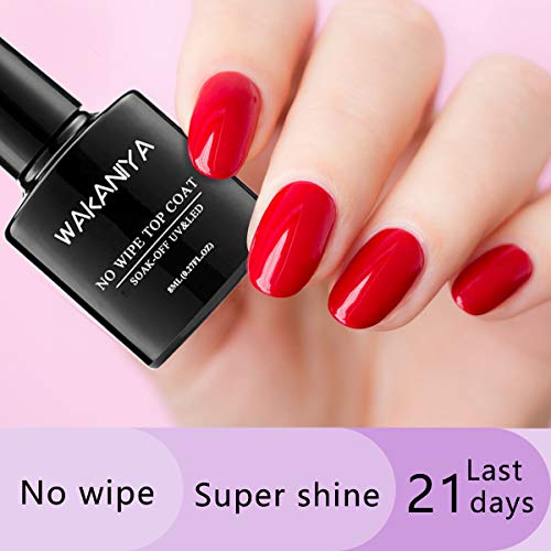 Wakaniya Base y Top coat Semi-permanentes Mate Brillante No Wipe Secado Rápido Esmaltes para Uñas Capa Superior Base UV/LED Gel Polish 8ml x 3