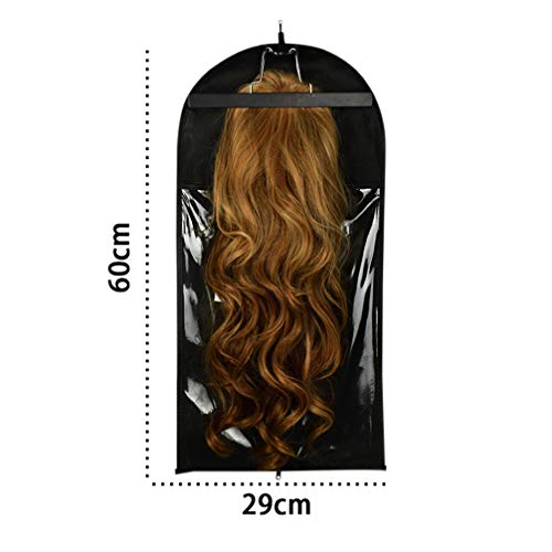 Wakauto Bolsa de Peluca Extensiones de Cabello Colgantes Bolsa de Postizos con Percha Organizador a Prueba de Polvo Proteger para Cabello Humano