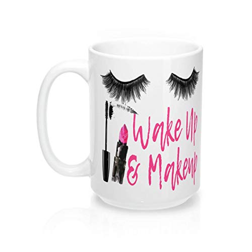 Wake Up and Makeup Taza de café todo lo que necesito es mascara y café etsy regalo de maquillaje para su joven día de la madre Pretty me rosa