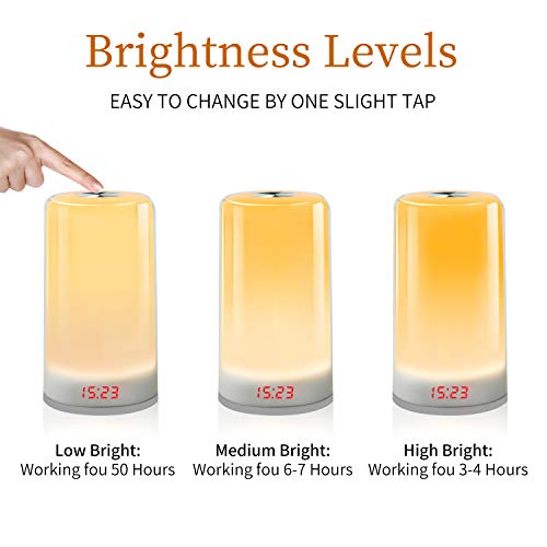 Wake Up Light,Despertador Luz Oxford Street LED Despertador Wake Up Clock Amanecer Simulación,Función Snooze,7 Luces de Colores +Cable USB,5Sonidos Naturales,Apto para niños y adultos. (no recargable)