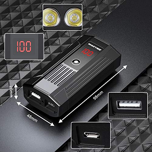 WAKYME Luces Bicicleta, Luz Bici Recargable USB de 5200mAh con Batería Móvil Combo de Luces Delantera y Trasera de LED Inteligente Linterna Bicicleta de Carrera
