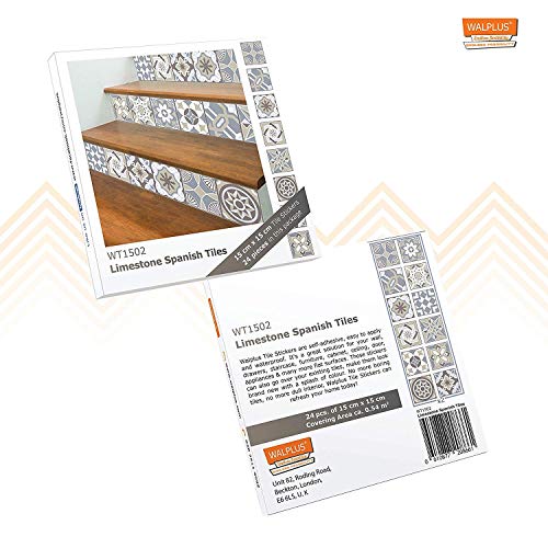 Walplus Adhesivos de pared extraíble Autoadhesivo Arte Mural VINILO DECORACIÓN HOGAR BRICOLAJE Living Cocina Dormitorio Decor papel pintado regalo Limestone ESPAÑOL Azulejos - 15cm x 15cm-24 piezas