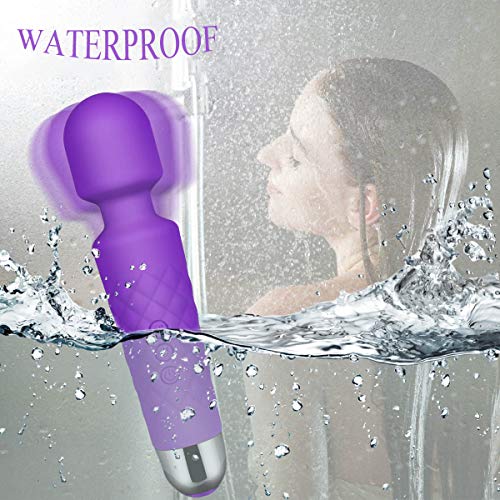 Wand Massager, Doxy Wand Massager, 8 Powerful Vibrating Speeds and 20 Modes Cordless Magic Electric Massage Waterproof Portable Rechargeable Relieve Stress & Sports Recovery (Purple) (Morado)