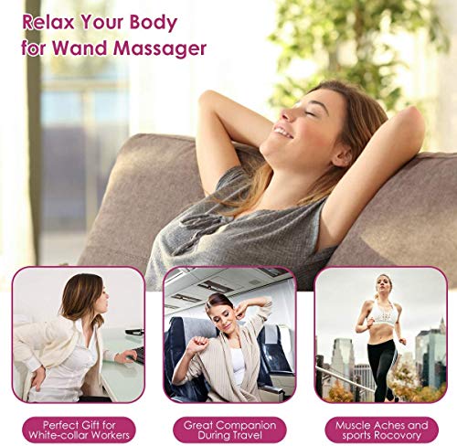 Wand Massager, Doxy Wand Massager, 8 Powerful Vibrating Speeds and 20 Modes Cordless Magic Electric Massage Waterproof Portable Rechargeable Relieve Stress & Sports Recovery (Purple) (Morado)