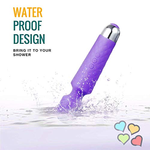Wand Vibrador Masajeador para Mujer de Mano Inalámbrico Mini Varita Magic Terapéutica Personal con 8 Potentes Velocidades y 20 Modos de Masaje Eléctrico Portátil Prueba Agua Recargable