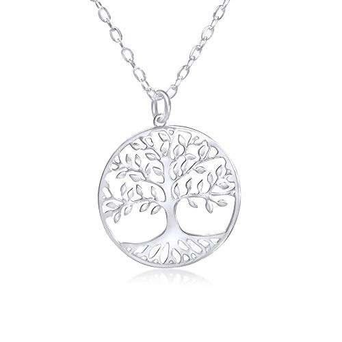 WANDA PLATA Collar Árbol de la Vida para Mujer Plata de Ley 925. Colgante con Cadena de 45 Centímetros de Largo con Caja de Regalo (45)