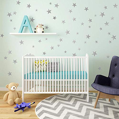 WandSticker4U® 60 estrellas plata pegatinas de pared Niños-Habitación-Bebés