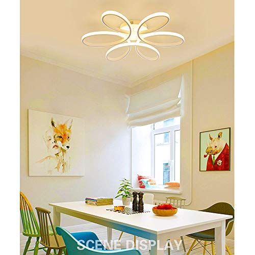 Wandun 85W Lámpara LED de techo Forma de flor creativa Plafon de Techo Lámpara aluminio acrílico Blanco Plafón de techo interior Salón/Comerdor Luz de techo Regulable [Clase de eficiencia energética A