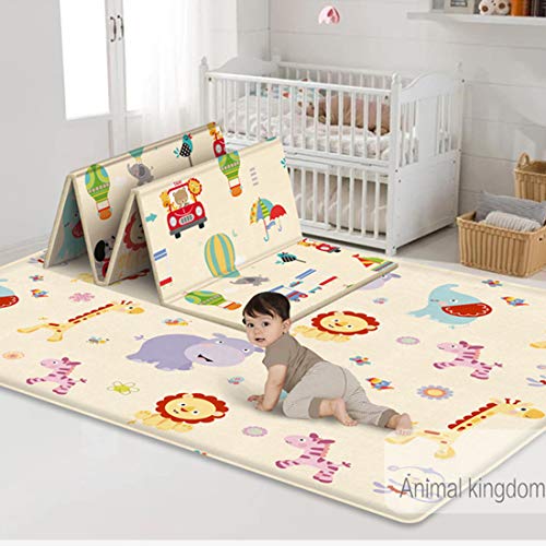 wangxike Alfombra de Juego para Niños XXXL, Colchoneta de Juegos Plegable Alfombra Suelo Bebé de LDPE Alfombra Infantil Juegos Bebé de Doble Cara y Impermeable - 180 x 100 x 1cm