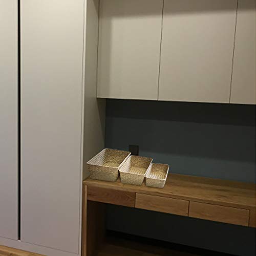 Wankd 1PCS Cestas rectangulares de mimbre natural tejidas a mano para organizar la cocina y el hogar, cesta de mimbre de ratán small Nature