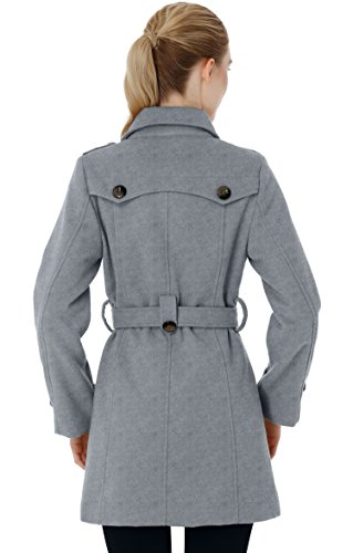 Wantdo Abrigo de Lana Gabardina Cinturón Doble Botonadura Mujer Gris X-Large