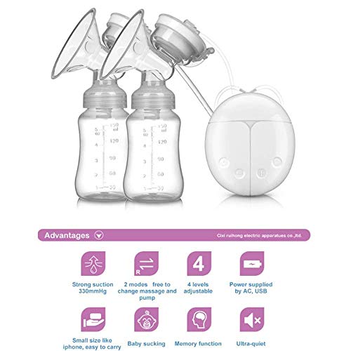 WanZhuanK Extractor de Leche eléctrico, Bomba de Leche portátil Lactancia Materna con Modo de Masaje, 150 Ml Almacenamiento de Leche Materna, Biberón de Silicona
