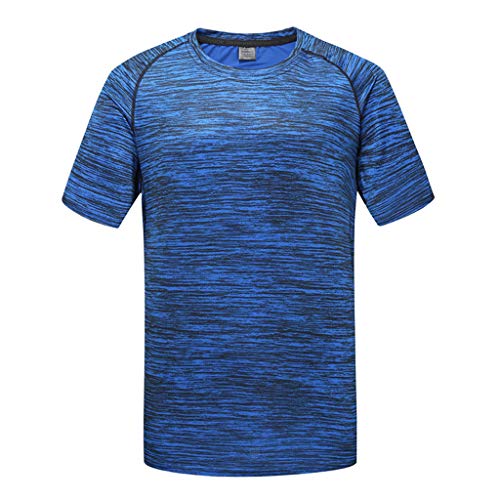 waotier DiseñO Elegante Y De Moda Cuello Redondo Casual De Los Hombres Transpirable Camiseta De Manga Corta Ropa De Secado RáPido