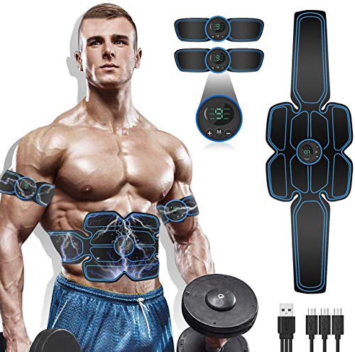 WARDBES Electroestimulador Muscular Abdominales, Aparatos para Hacer Ejercicio casa,Abdominales electroestimulacion,USB Recargable EMS Estimulador,Gym en casa,Tóner Muscular Cinturones,Pantalla LCD