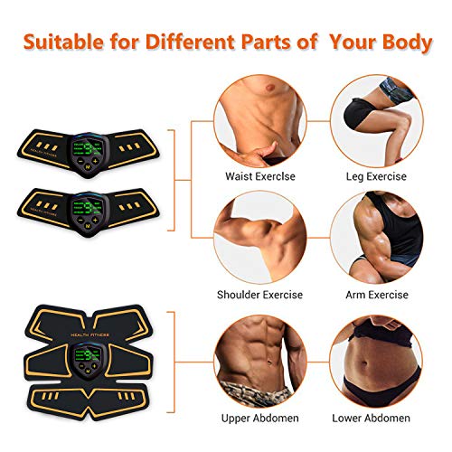 WARDBES Electroestimulador Muscular Abdominales, EMS Estimulador Muscular Abdominales Cinturón, EMS Trainer USB Recargable para Abdomen/Brazo/Piernas/Glúteos/Cintura para Hombres y Mujeres