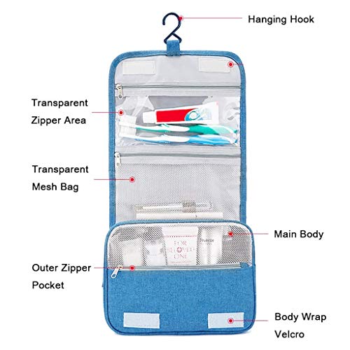 WARMWORD Bolsa de Aseo Colgante Maquillaje portátil Organizador cosmético Bolsa de Lavado de Viaje Plegable Idea para Hombres Mujeres viajeros Conductores de Larga Distancia, Azul