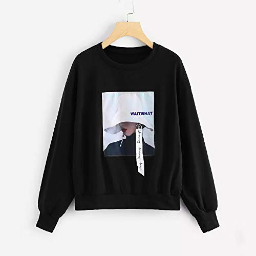 WARMWORD Mujer Tops layera de Manga Larga para Mujer, Cuello Redondo Camiseta de béisbol Blusa Top de Manga Larga con Estampado de Damas Blusa de Manga Larga Mujer Camiseta Casual de Moda