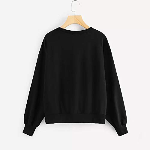 WARMWORD Mujer Tops layera de Manga Larga para Mujer, Cuello Redondo Camiseta de béisbol Blusa Top de Manga Larga con Estampado de Damas Blusa de Manga Larga Mujer Camiseta Casual de Moda