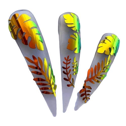 WARMWORD Nail Art Stickers Plantilla Uñas Decoración Pegatinas de Arte- Flor Hojas Etiqueta Engomada del Clavo Tatuaje Tatuajes de Uñas de Verano Decoración DIY 16pcs