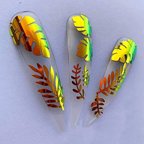 WARMWORD Nail Art Stickers Plantilla Uñas Decoración Pegatinas de Arte- Flor Hojas Etiqueta Engomada del Clavo Tatuaje Tatuajes de Uñas de Verano Decoración DIY 16pcs