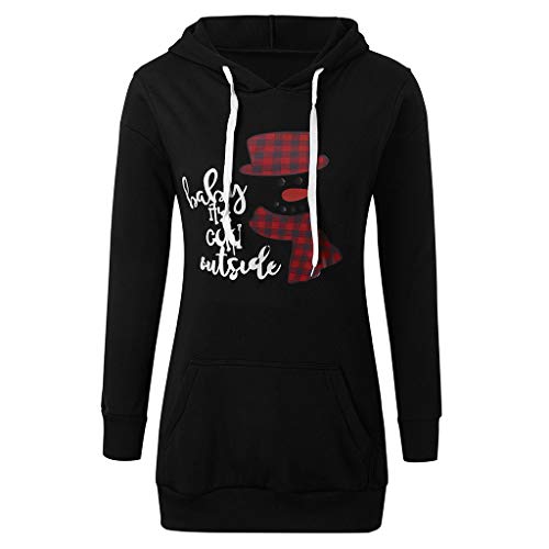 WARMWORD Navidad con Capucha Mujer Sudaderas Navideñas Muñeco de Nieve Estampadas Jersey Navideño Sueter Sweaters Pullover Hoodies Largas Chica Anchas Deporte Larga Invierno Personalizadas