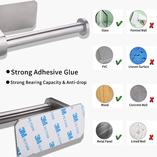 Warxin Portarrollos Baño, Portarrollo Papel Higiénico de Acero Inoxidable 304, Soporte Papel Higiénico Autoadhesivo, Porta Rollo para Baños y Cocinas, Plata