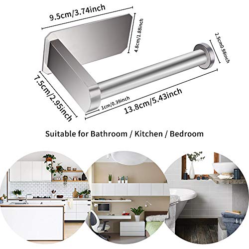 Warxin Portarrollos Baño, Portarrollo Papel Higiénico de Acero Inoxidable 304, Soporte Papel Higiénico Autoadhesivo, Porta Rollo para Baños y Cocinas, Plata