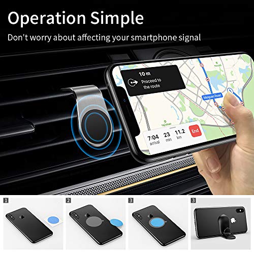 Warxin Soporte Magnético Movil Coche para Ventilación, Duradero Mini Iman Móvil Coche Soporte para Teléfono Universal con Rejillas del Aire para iPhone Galaxy Smartphone y GPS - Plata