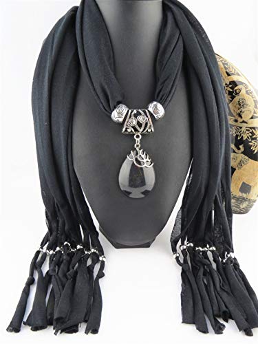 WAWAYU Bufanda, Joyería Pendiente de la Bufanda, Collar del Grano de la joyería del Poliester de la Correa, Gota Pendiente de la Bufanda for Damas (Color : D, Size : 180 * 40)