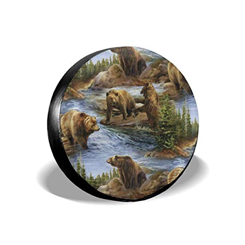 WCHAO Bears Animal by River - Funda Protectora para neumáticos de Coche, a Prueba de Agua, para Rueda de Repuesto, Accesorios Cmaper de 16 Pulgadas