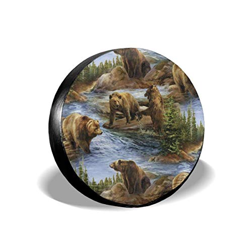 WCHAO Bears Animal by River - Funda Protectora para neumáticos de Coche, a Prueba de Agua, para Rueda de Repuesto, Accesorios Cmaper de 16 Pulgadas