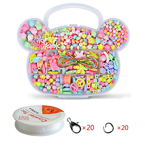 WCOCOW Colores Mezclados Kit Abalorios Cuentas Dados con Letras para hacer pulseras collares (Bear Shape)
